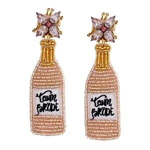2 pairs, Bridal Earring, Team Bride Seed Bead Pink Earrings